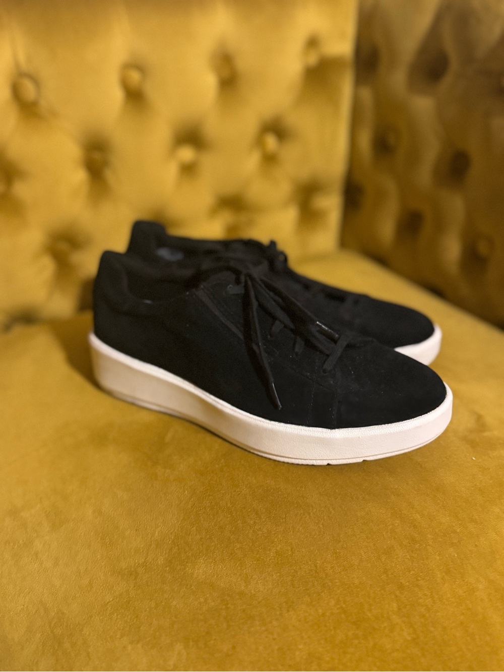 Clarks Black Suede Low-Top Sneakers with White Sole - Women's Casual Shoes
